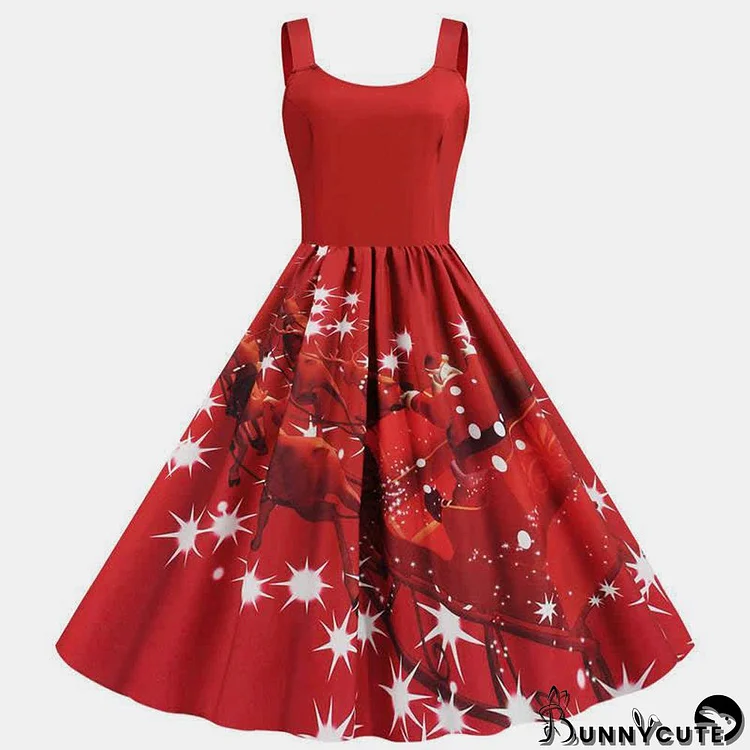 Fashion Christmas Pattern Print Slip Dress