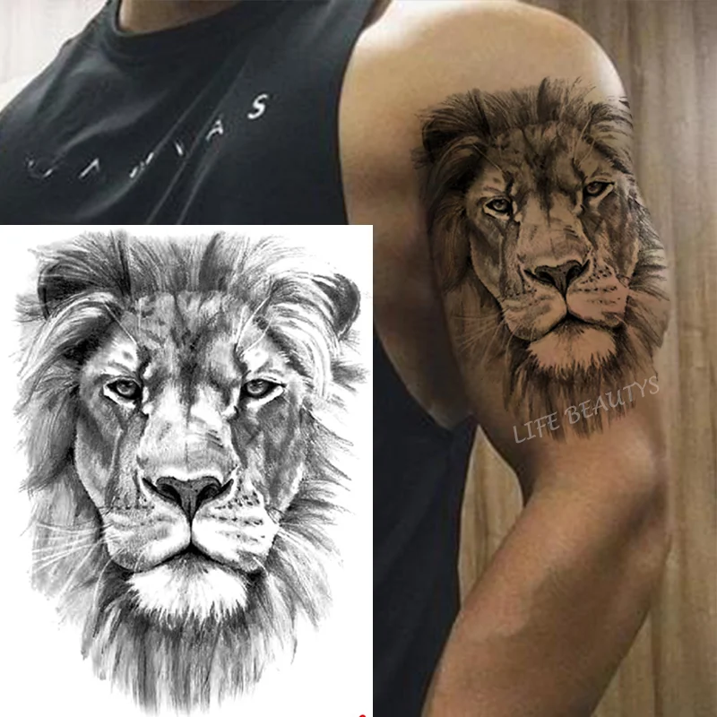 Sdrawing Tiger Cool Temporary Tattoo Sticker Fashion Wolf Waterproof Animal Body Art Arm Fake Removable Tatoo Men Women Personality