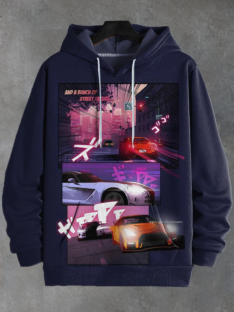 Men's And A Bunch Of Street Racers Japanese Art Print Hooded Sweatshirt