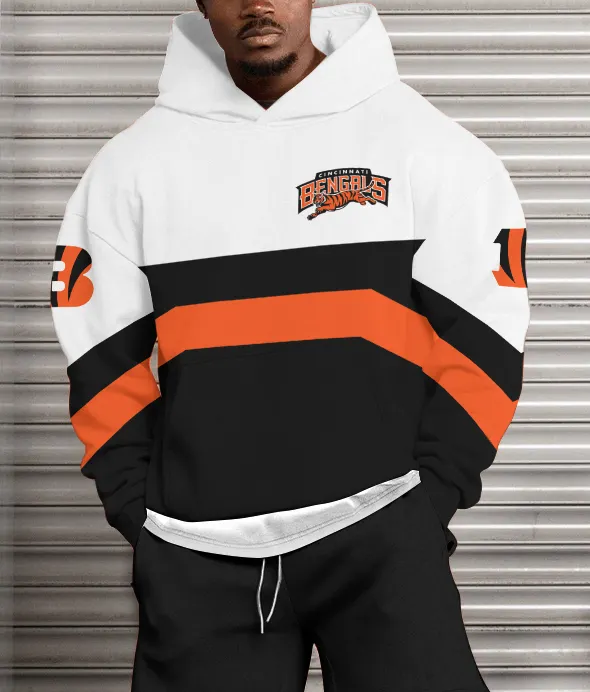 Cincinnati Bengals Printed Hooded Pocket Pullover Hoodie