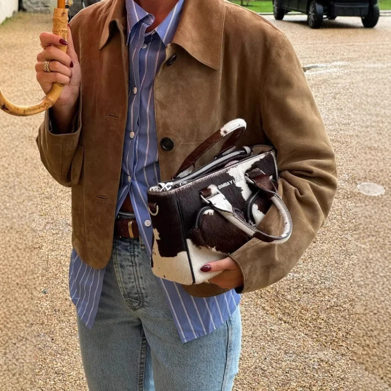 Nigikala Nigikala Women's Clothing Explosion Fashion With Old Money Velvet Leather Short Coat