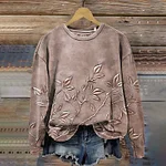 Women's Retro Floral Art Print Casual Sweatshirt - Image 2