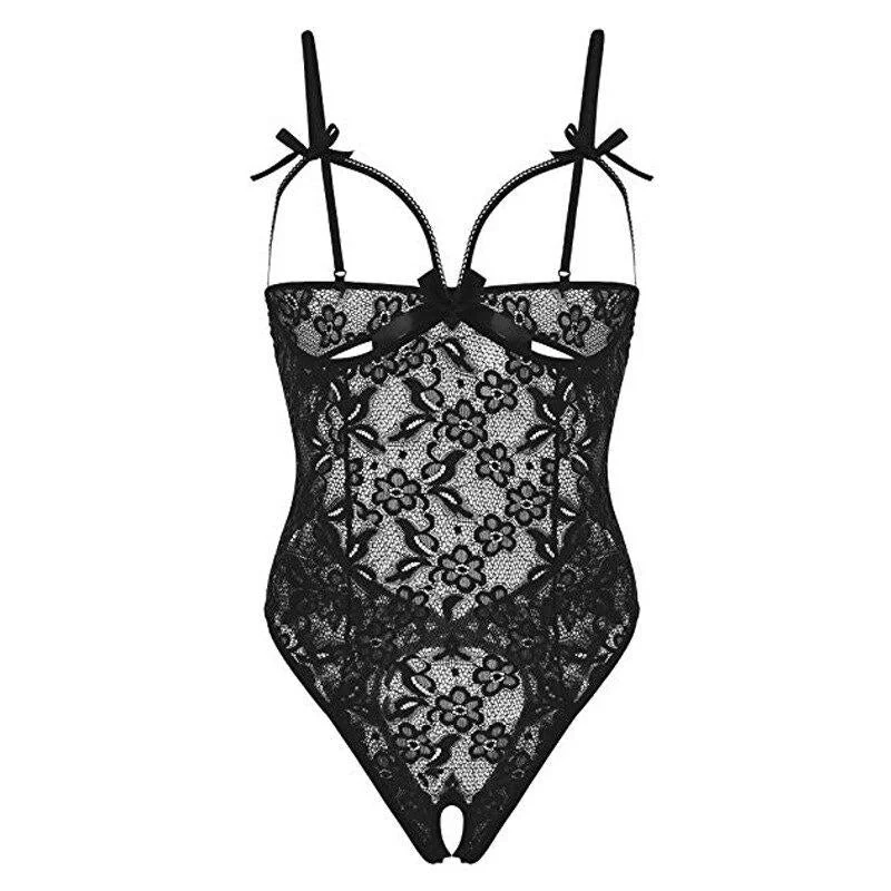 Sexy Open Bra Crotchless Bodysuits One-piece Women Lace Lingerie Sexy Backless Transparent Lingerie Erotic Hot Sex Shop 1108-1