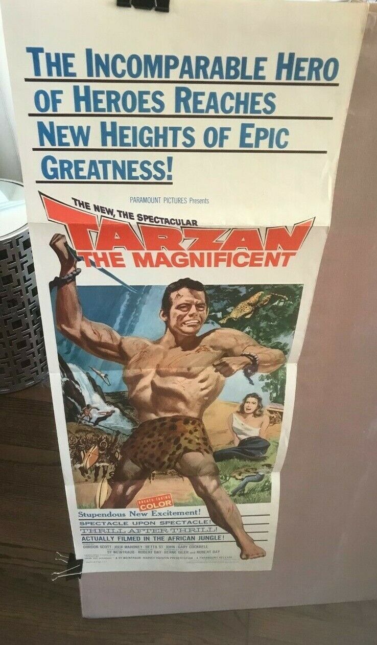 TARZAN THE MAGNIFICENT 1960 GORDON SCOTT-INSERT POSTER Fine Condition