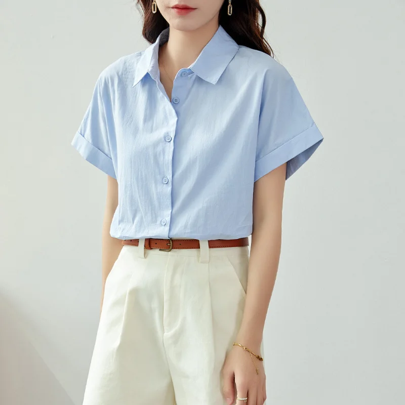 Athvotar Athvotar Short-Sleeved Shirt Women 2025 New Summer White Shirt Professional Commuter Women Wear Loose Tops