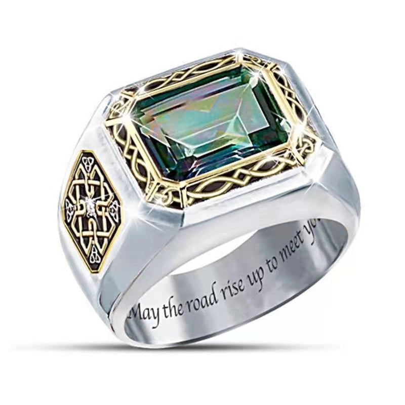 Minimalist Shiny Geometric Alloy Inlay Zircon Men's Rings