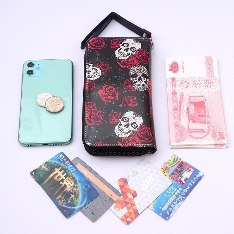 Unisex Skull PU Leather Zipper Wallets