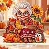 (Grandma)DIY Pearl Diamond Painting Acrylic Stand, Christmas Double-Sided Printed Tabletop Decoration, Special Shaped Diamond Art Craft Kit for Home Decor