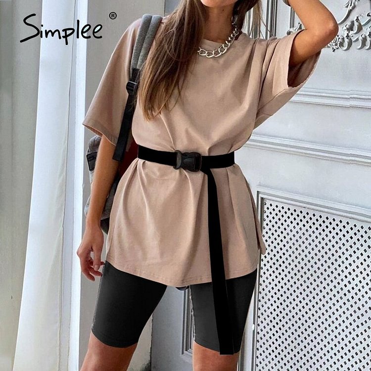 Casual Solid Outfits Women's Two Piece Suit with Belt Home Loose Sports Tracksuits Fashion Bicycle Summer Hot Suit 2022 - BlackFridayBuys