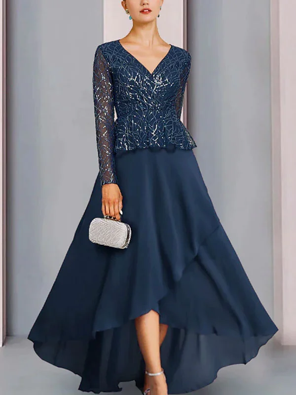 gold Line Irregular Temperament Women's Dress