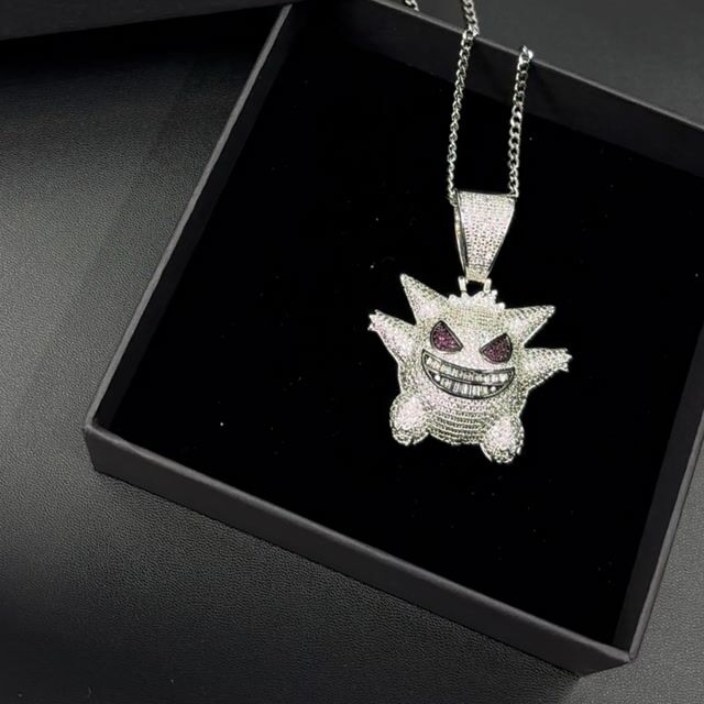 18K Gold Plated Iced Out 5A CZ Gold /White Gold/Purple/Blue Gengar Pendants