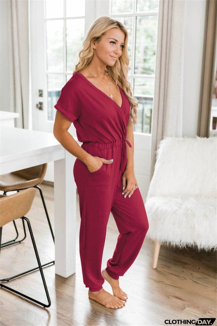 Super Comfy V Neck Casual Jumpsuit