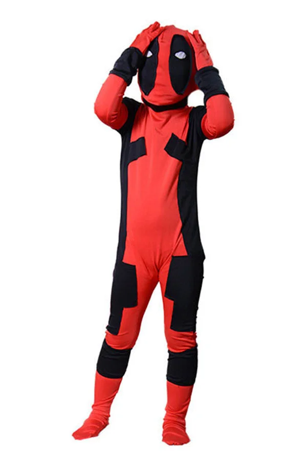 Cool Halloween Cosplay Boys Deadpool Costume Red-elleschic