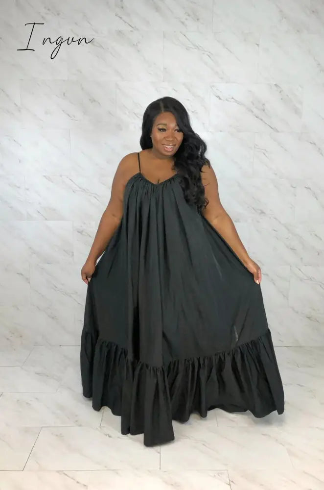 Ingvn - Tmustobe Sexy Sleeveless Solid Color Elegant Long Dress Women Summer Casual Fashion Plus