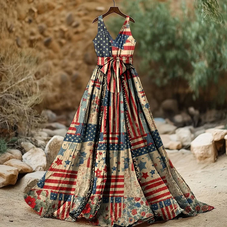 Women's Independence Day American Flag 4th Of July Art  Sleeveless Dress