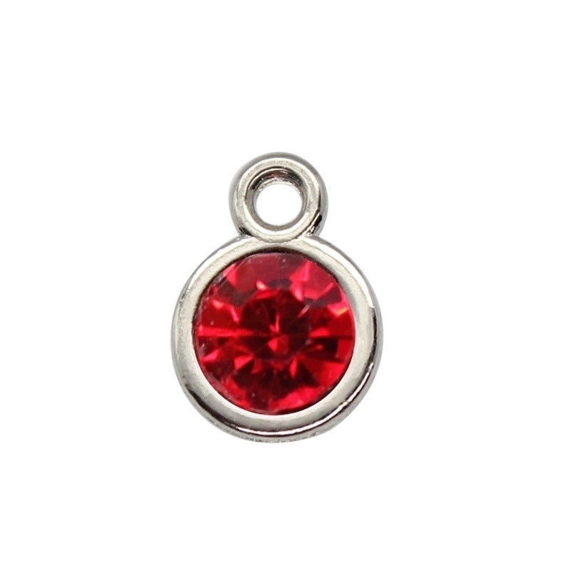 Diamond-encrusted Twelve Birthstone Colored Glass Pendant Necklace Jewelry DIY Pet Alloy Accessories Jewelry