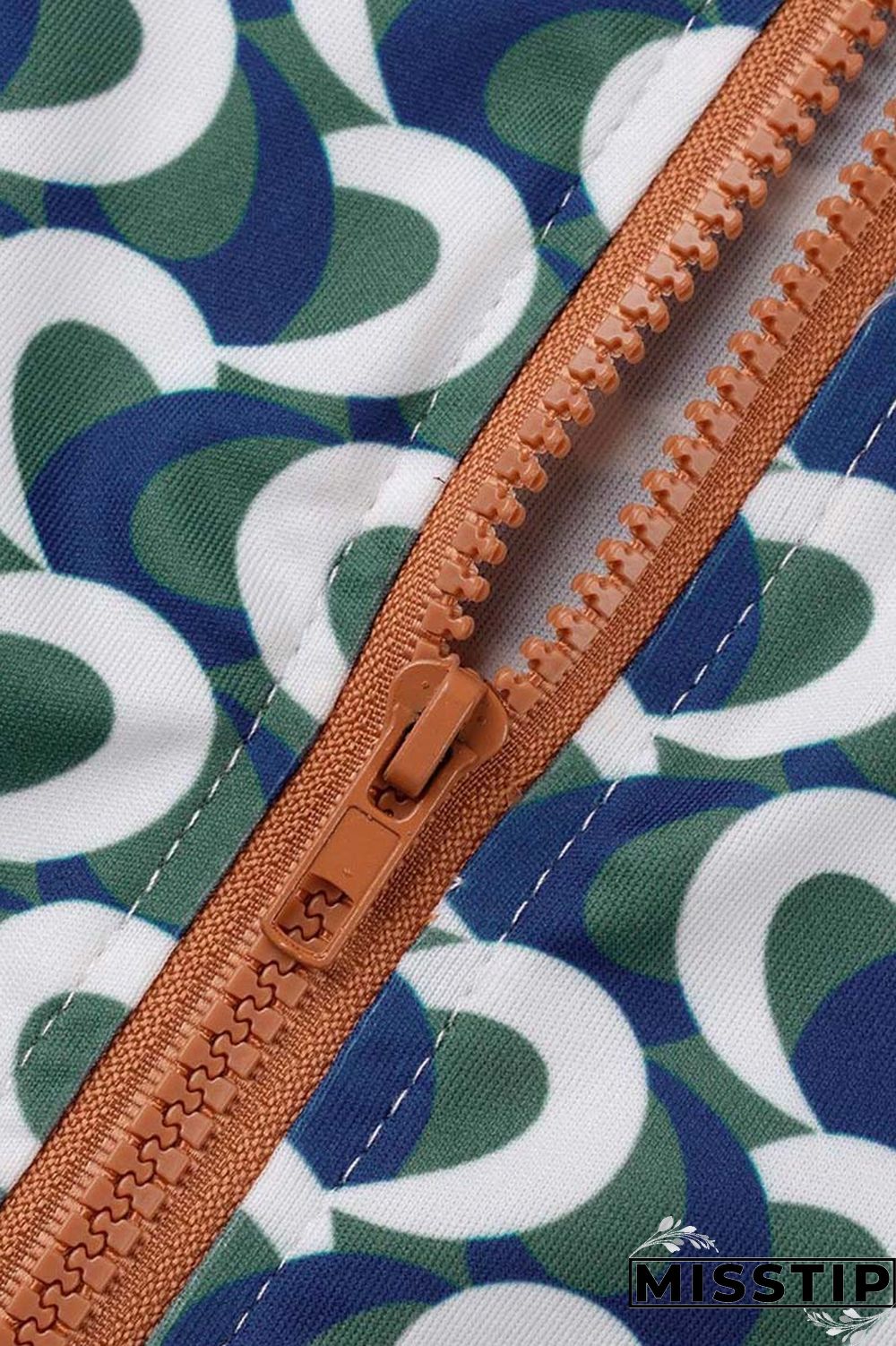 Black Casual Print Patchwork Zipper Collar Long Sleeve Two Pieces