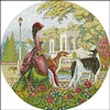 >SALE<Full Embroidery Cotton Thread14CT Counted Noblewoman and Dog Cross Stitch44x44cm