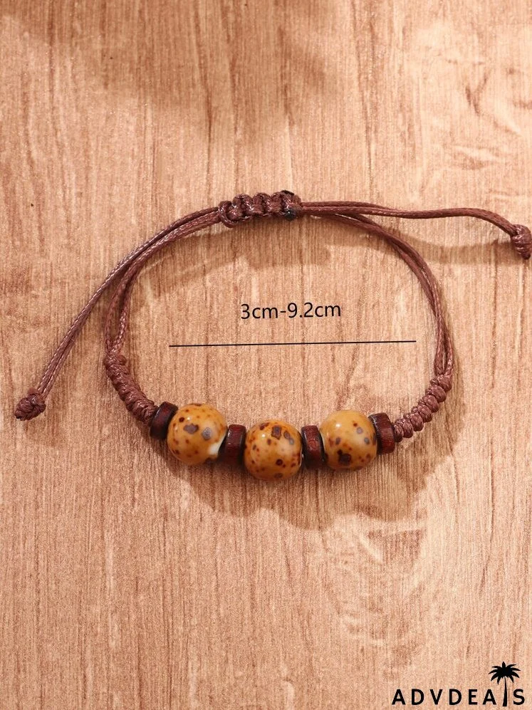 Ceramic Bead Decor Braided Bracelet
