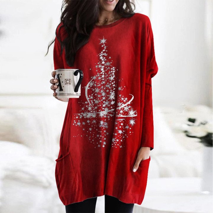 Oversized Glowing Christmas Trees Design Womens T-shirt