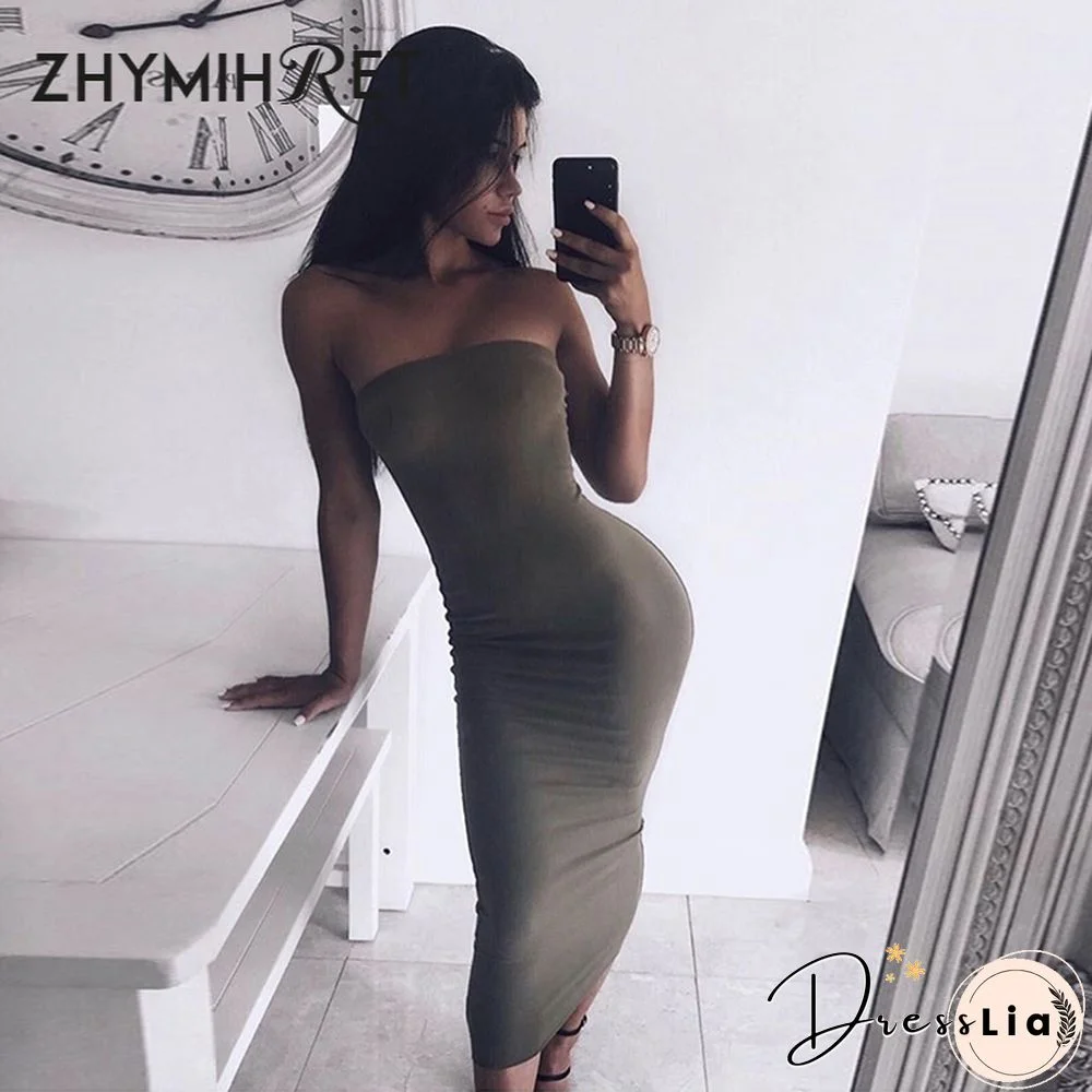 ZHYMIHRET Elegant Red Skinny Tube Dress Strapless Long Sexy Dress Backless Bandage Dress Party Night Off Shoulder Vestidos Femme