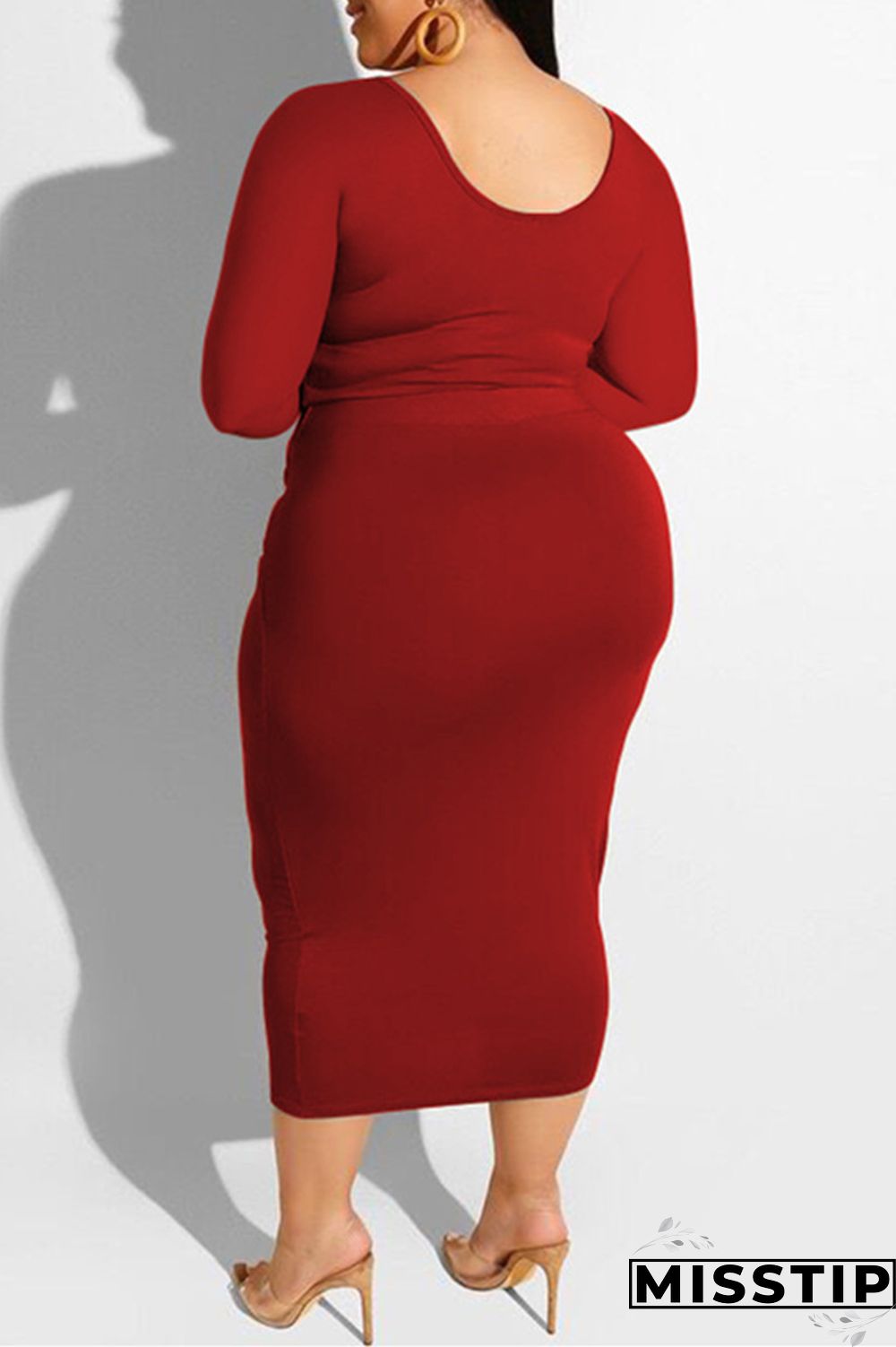 Fruit Green Fashion Casual Solid Bandage O Neck Plus Size Two Pieces
