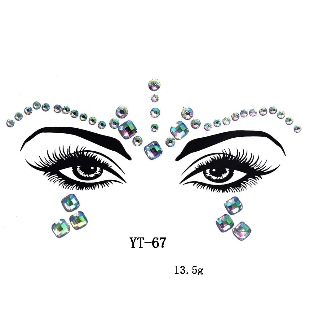 Facial Rhinestone Natural Resin Face Sticker Rhinestone Tattoo Makeup Party Christmas Party Face Decoration Makeup Stickers