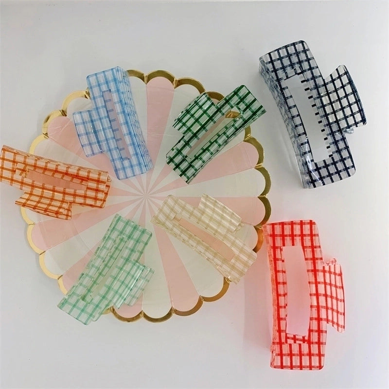 Fashion Plaid Arylic Hollow Out Hair Claws 1 Piece
