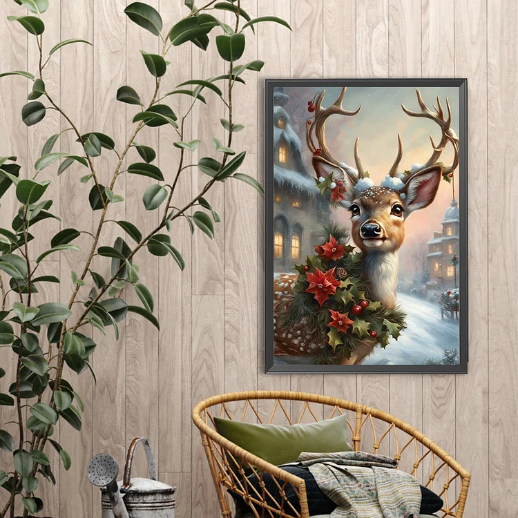 Christmas Deer - Full Round - Diamond Painting(30*40cm)