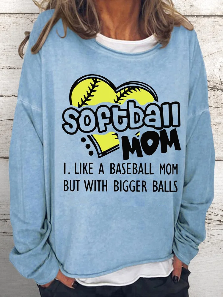 Softball Mom Women Loose Sweatshirt-Annaletters