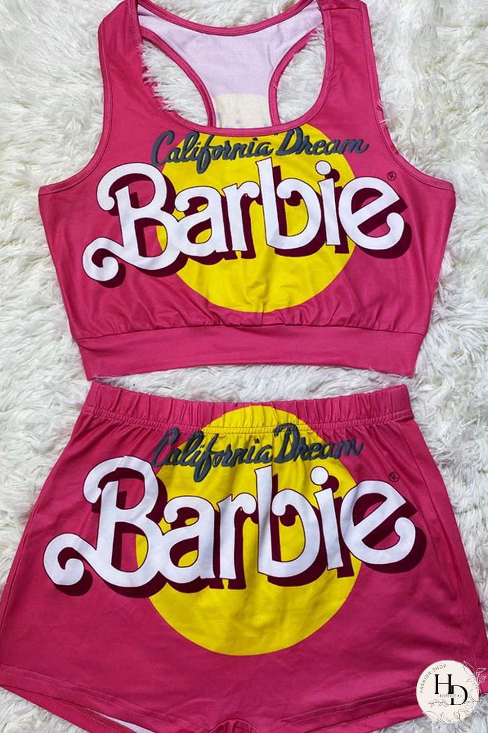 Pink Sexy Europe and America Print Solid Straight Sleeveless Two Pieces