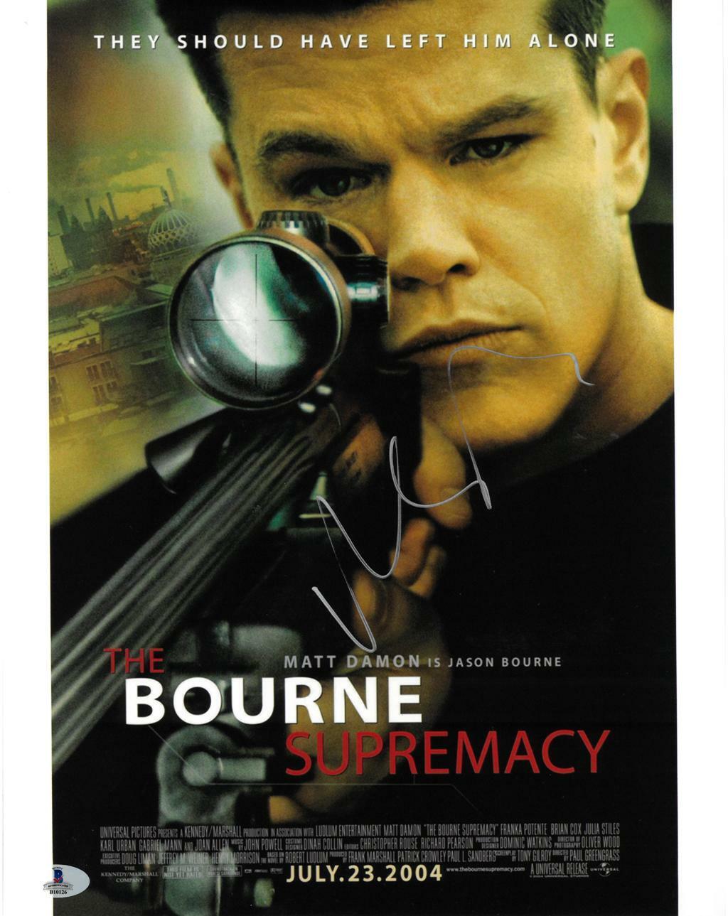 Matt Damon Signed Bourne Supremacy Autographed 11x14 Photo Poster painting BECKETT #B10126