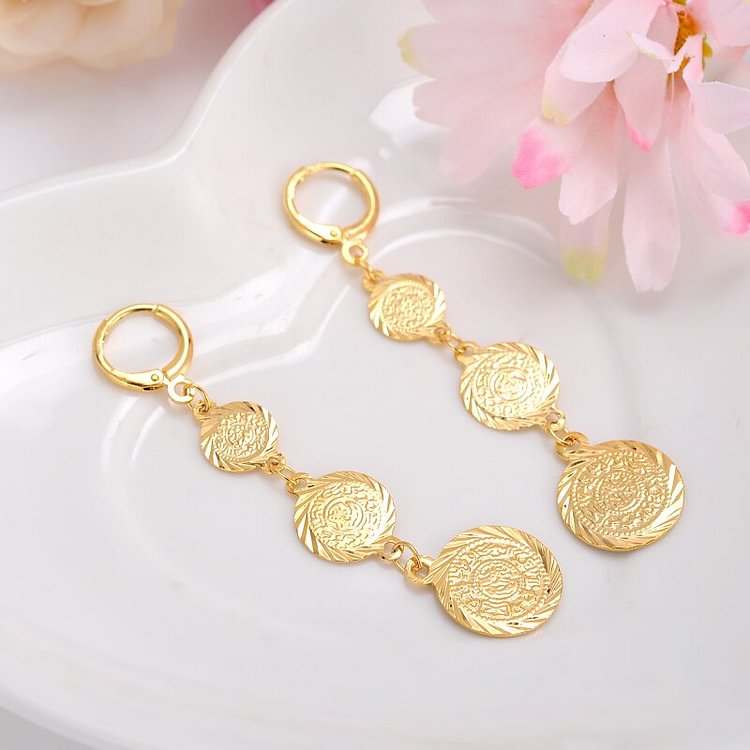 24k 1pairs  Hot Sale 24K Gold Earring gold  coin earrings