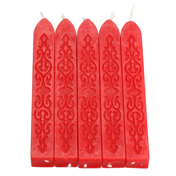 

5x Square Sealing Wax With Wick Red, 501 Original