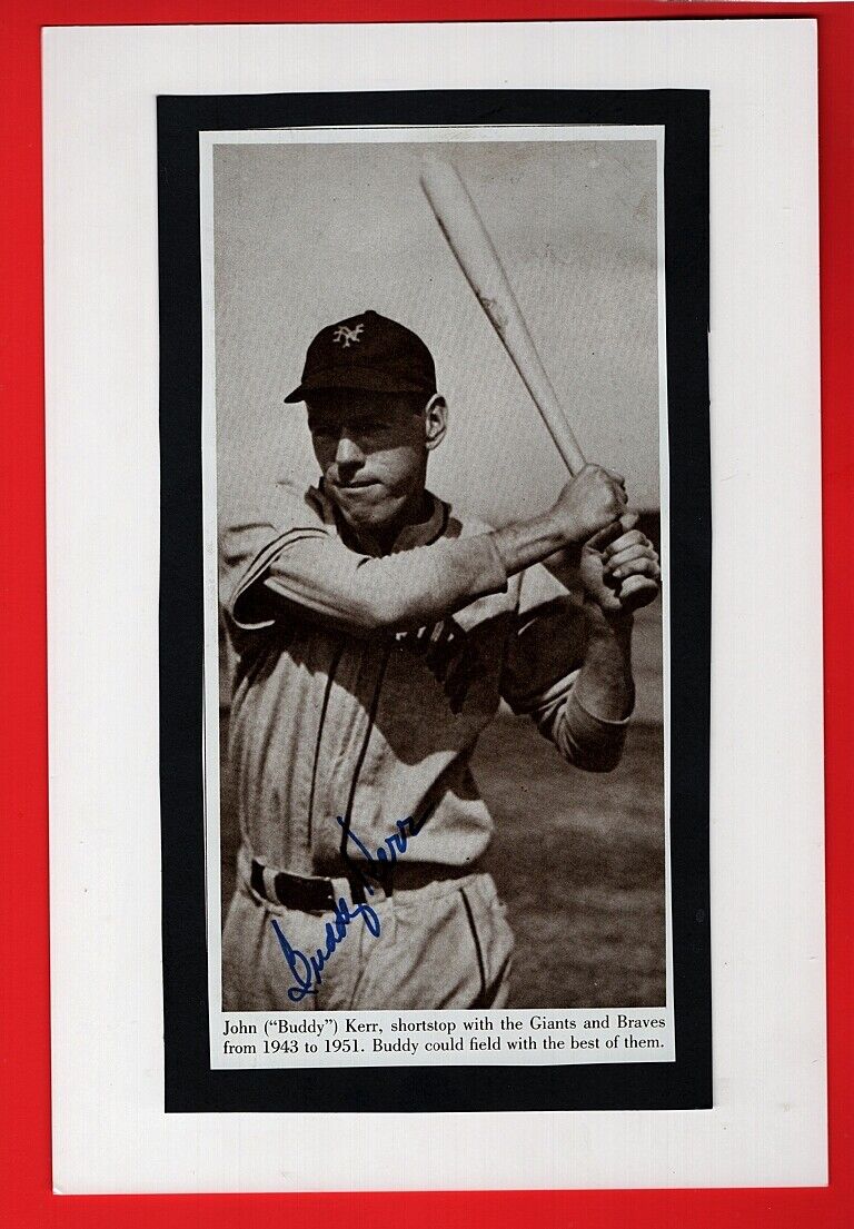 1943/49 BUDDY KERR-NY GIANTS AUTOGRAPHED 7X10 BOOK Photo Poster painting-d.2006