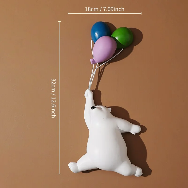 Wall Decoration Balloon Bear Statue Resin Figurines For Interior Home Decor Aesthetic Living Room Decoration Wall Mount Gifts