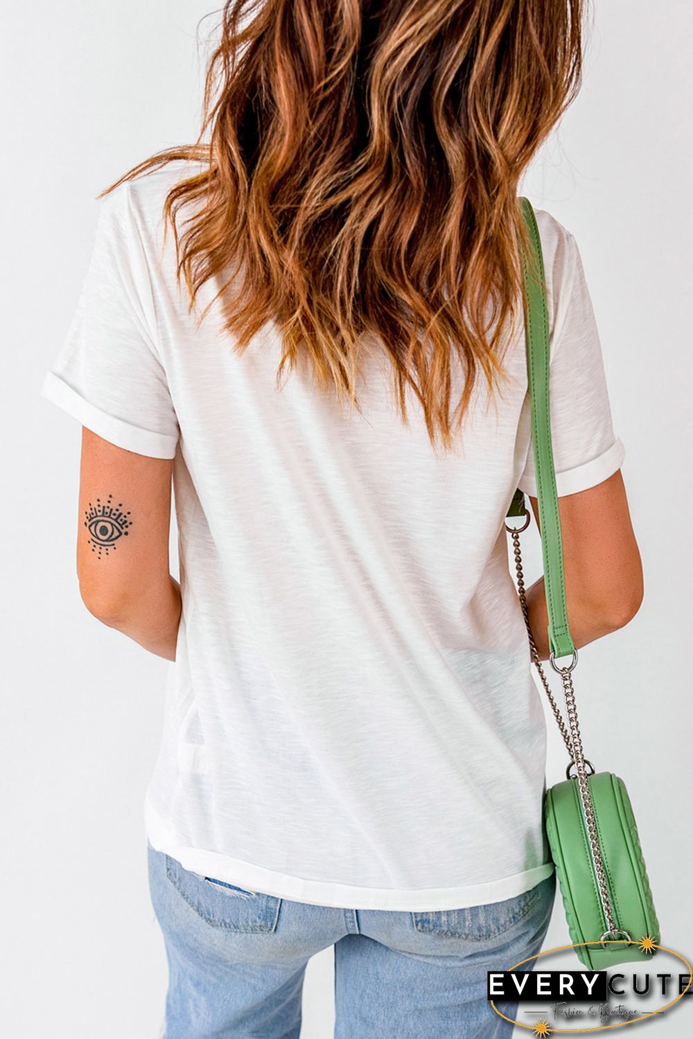 White USA Lightning Graphic Print Short Sleeve T Shirt