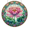 (Upgrade Size)DIY Diamond Painting Art Double Sided Effect Pendant Colorful Animal Hanging Ornament Kit (Lotus)