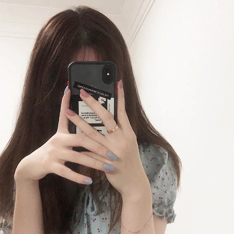 24PCS Matte Pink False Nail Patches Girl Korean Women Manicure Beauty Tool Pure Color Short Square Fake Nails DIY Decoration-Nail Inspo