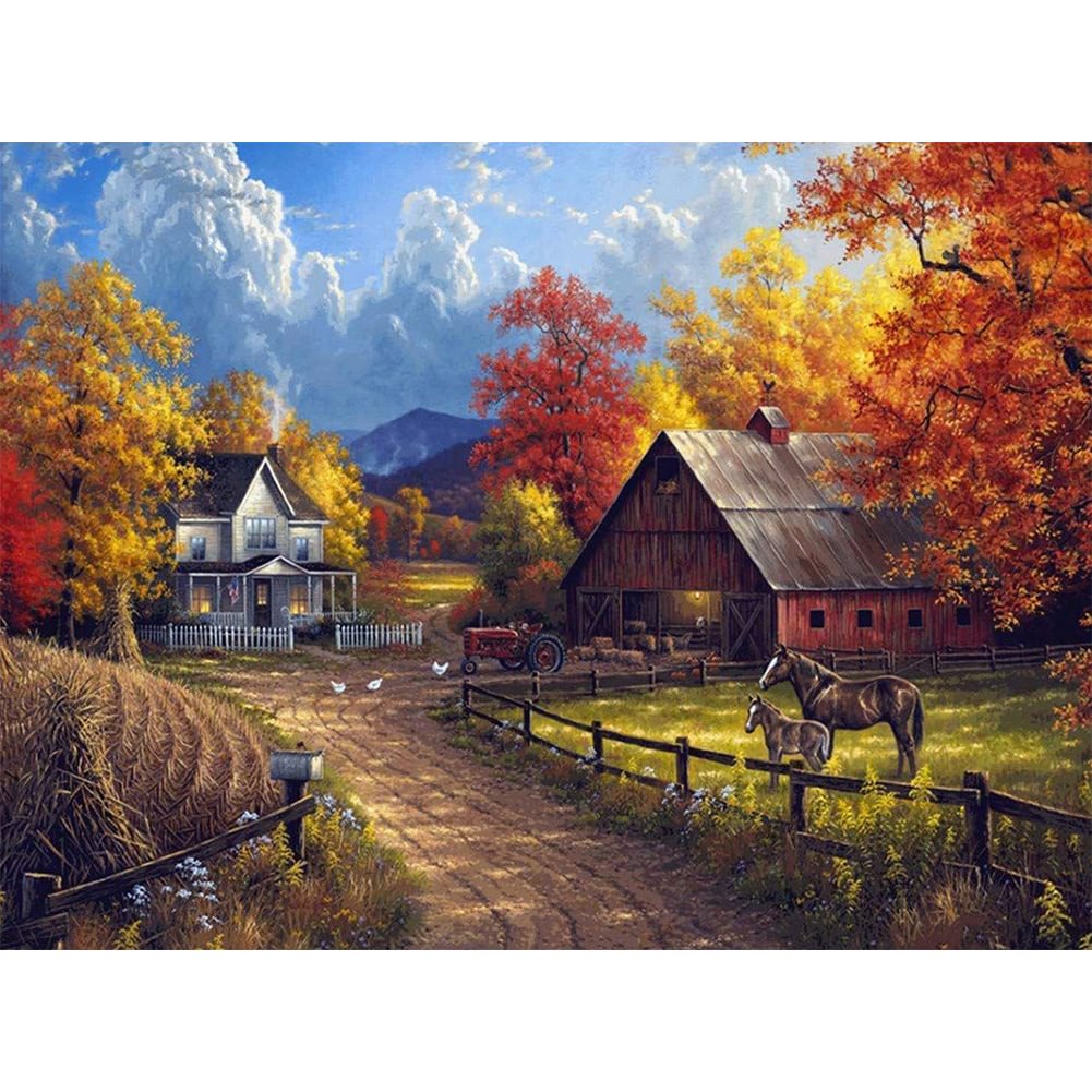Rural House - Full Round - Diamond Painting(40*30cm)