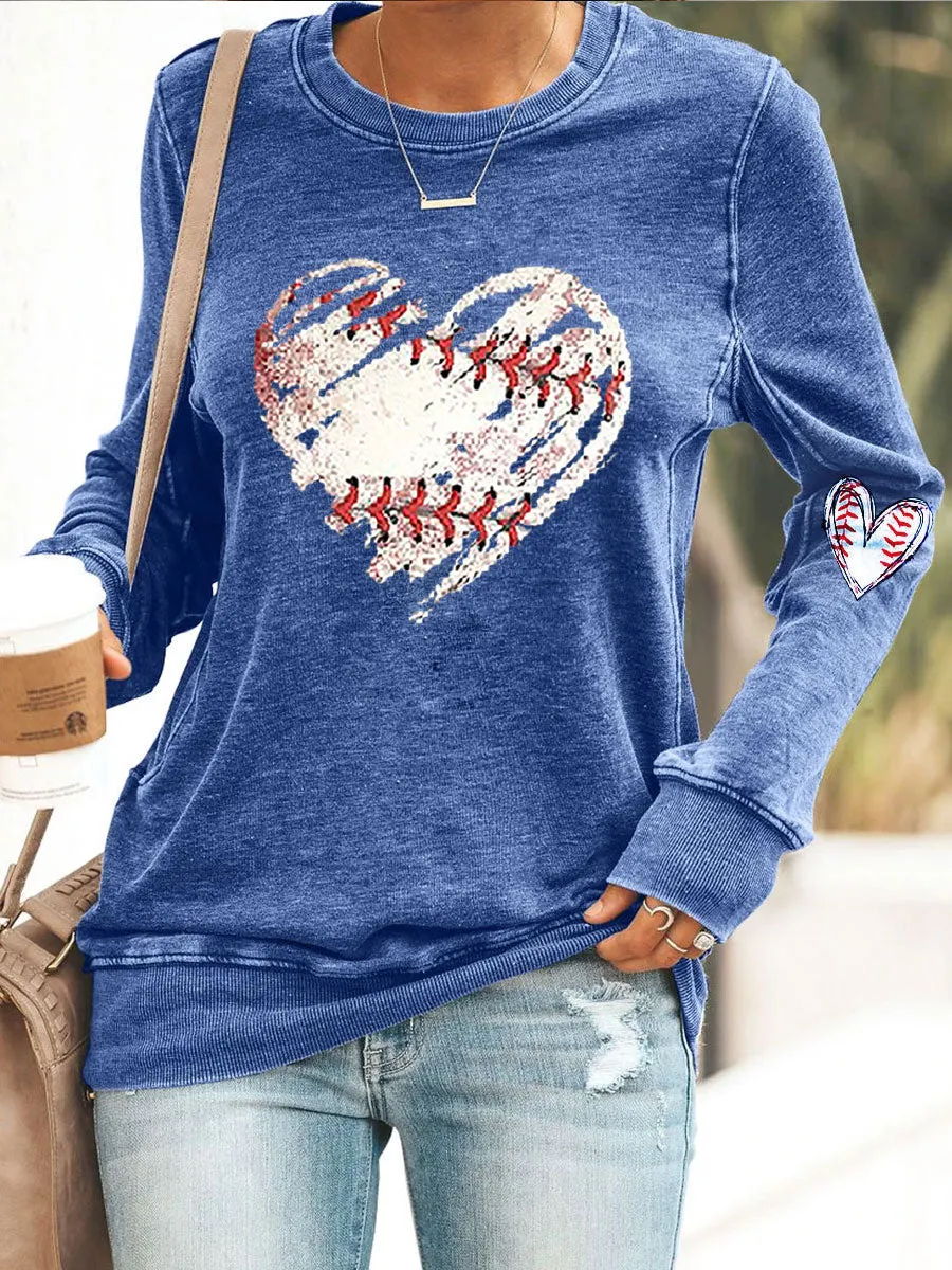 Baseball Heart Ripped Sweatshirt