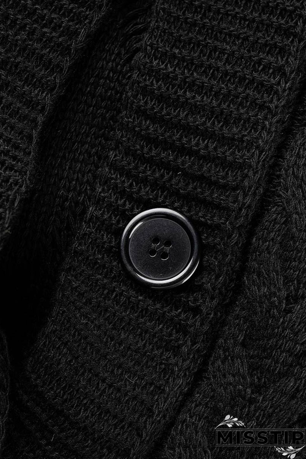 Black Casual Solid Patchwork Cardigan Collar Outerwear