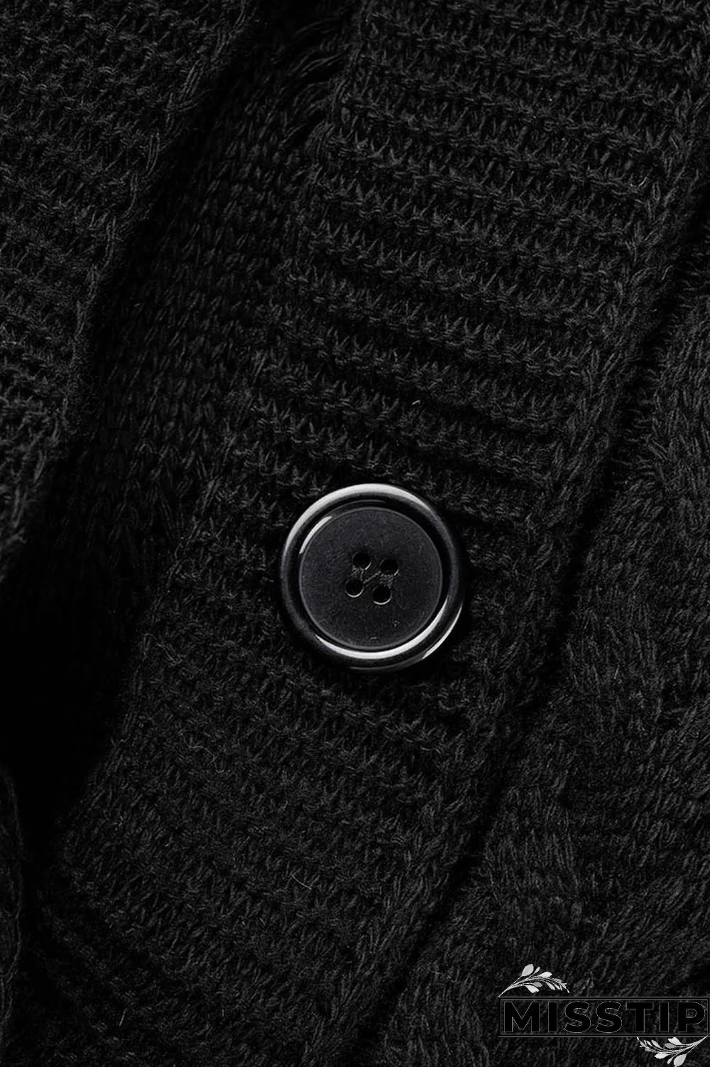 Black Casual Solid Patchwork Cardigan Collar Outerwear