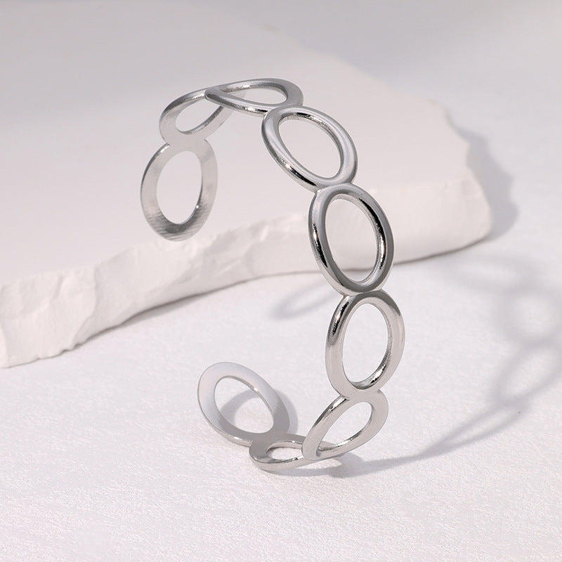 Simple Chain Bracelet Open Stainless Steel Cold Style Surface Personality Fashion Gold-Plated Bracelet