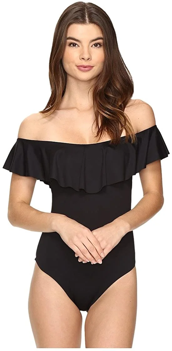 Women's Off Shoulder Ruffle Bandeau One Piece Swimsuit