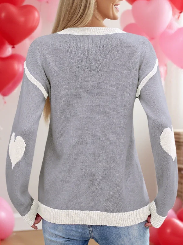 Athvotar Athvotar Autumn And Winter Hot Sweater Women Hit The Color Love Peach Collar Knitted Jersey Valentine's Day