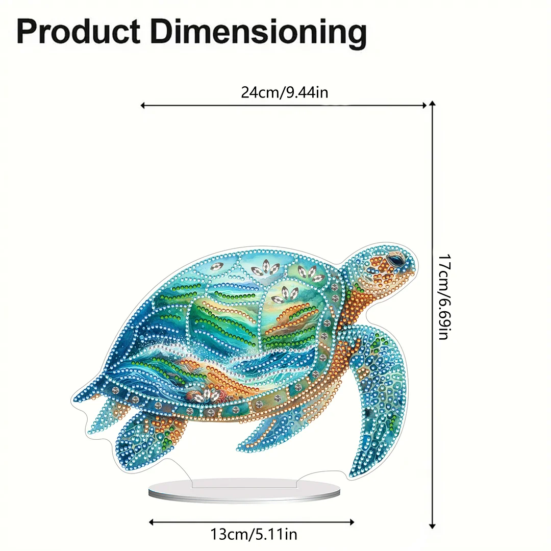 DIY Sea Turtle Single-Side Acrylic Special Shape Desktop Diamond Art Kit for Home Decor