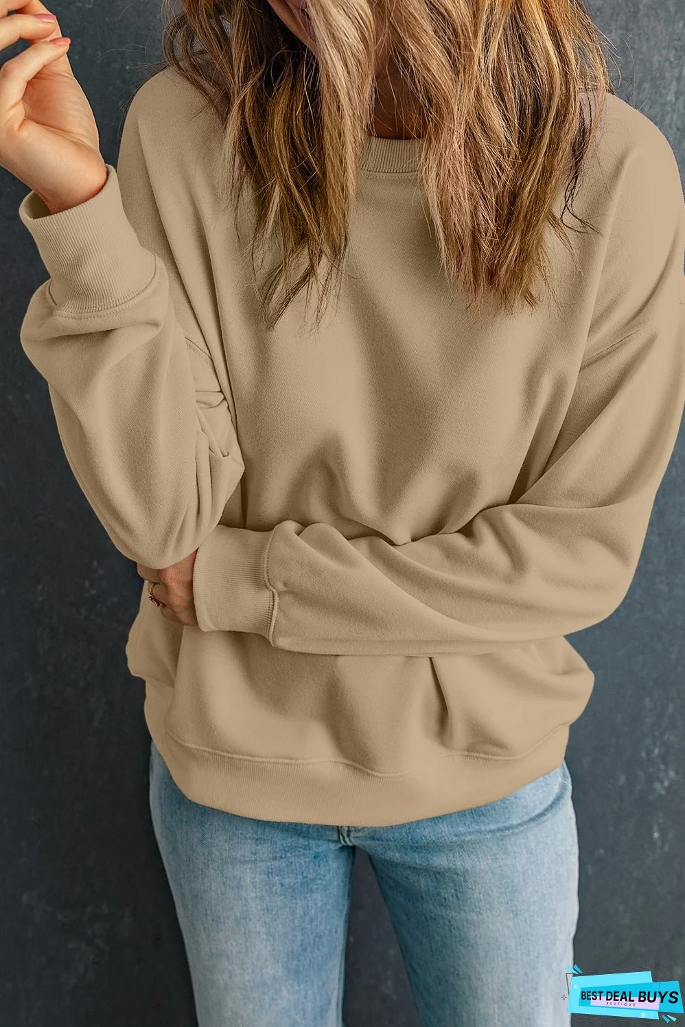 Round Neck Dropped Shoulder Sweatshirt