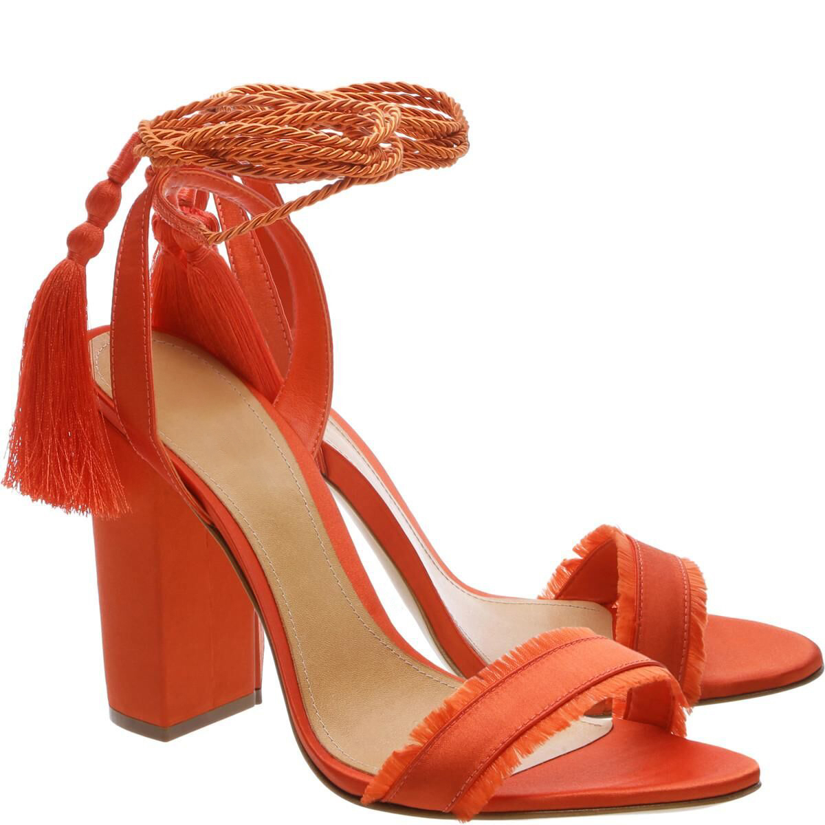 GOOSHOE Burnt Orange Satin Tassel Sandals