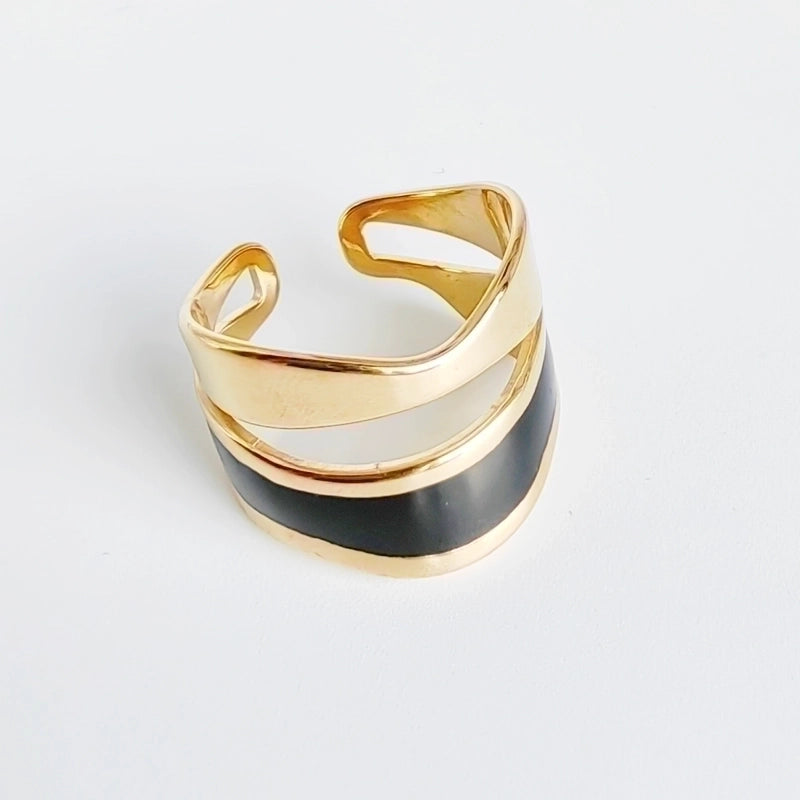 Casual Minimalist Geometric 304 Stainless Steel Titanium Steel 18K Gold Plated Enamel Plating Open Rings